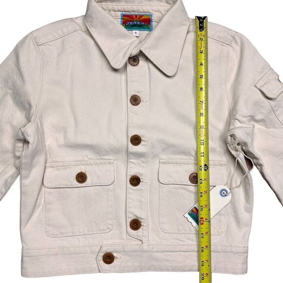 NWT Daily Blue Women’s Ira Denim Bomber Jacket Button Closure Size S Casual Fall - Picture 5 of 10